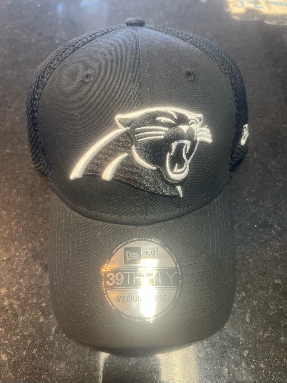 New Era Black & White Panthers 39THIRTY Fitted Trucker Cap - Picture 2 of 5